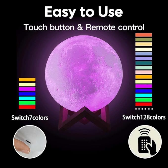Moon Lamp – 16 RGB Colors Rechargeable with Touch & Remote Control Moon Lamp – 16 RGB Colors Rechargeable with Touch & Remote Control